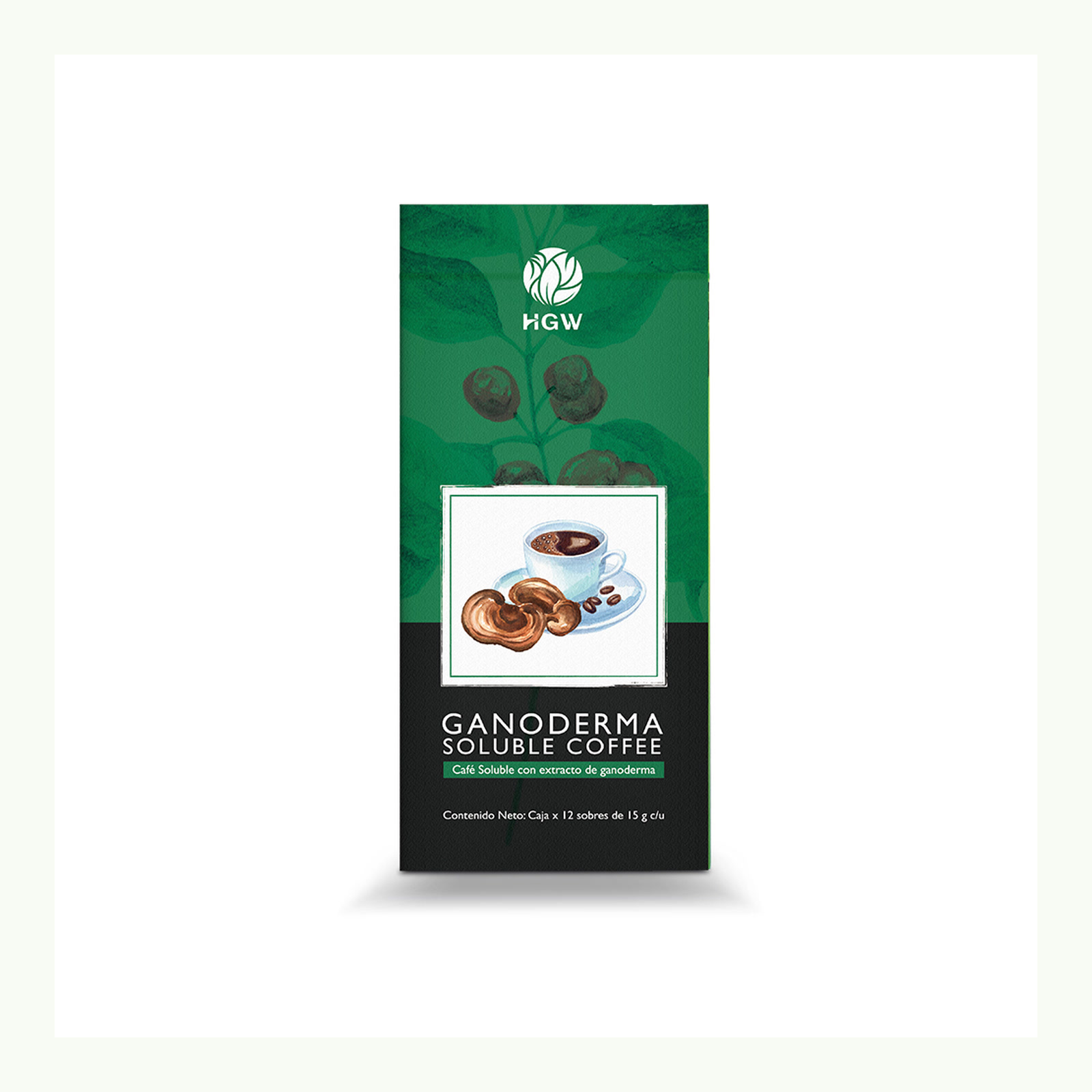 Producto y presentación: Café con Ganoderma HGW