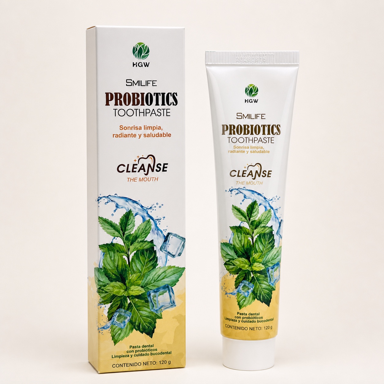 Producto y presentación: Crema Dental con Probióticos HGW