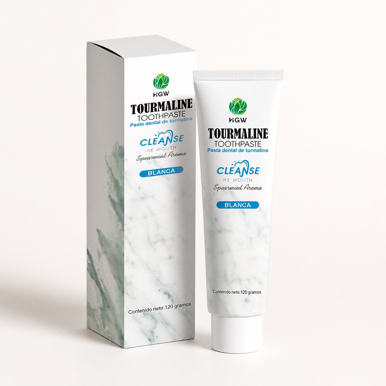 Producto y presentación: Crema Dental Turmalina Blanca HGW