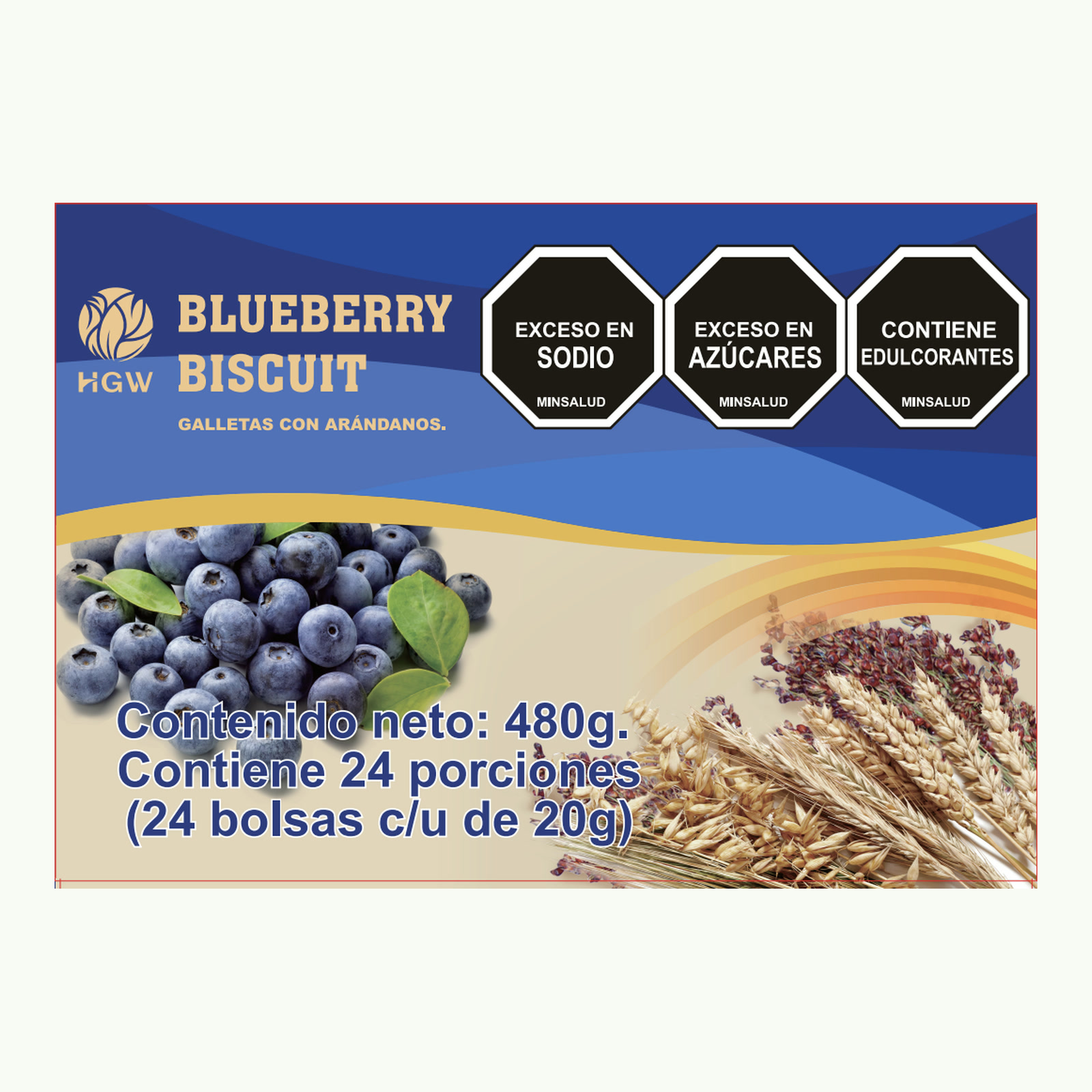 Producto y presentación: Galletas con Arándanos HGW