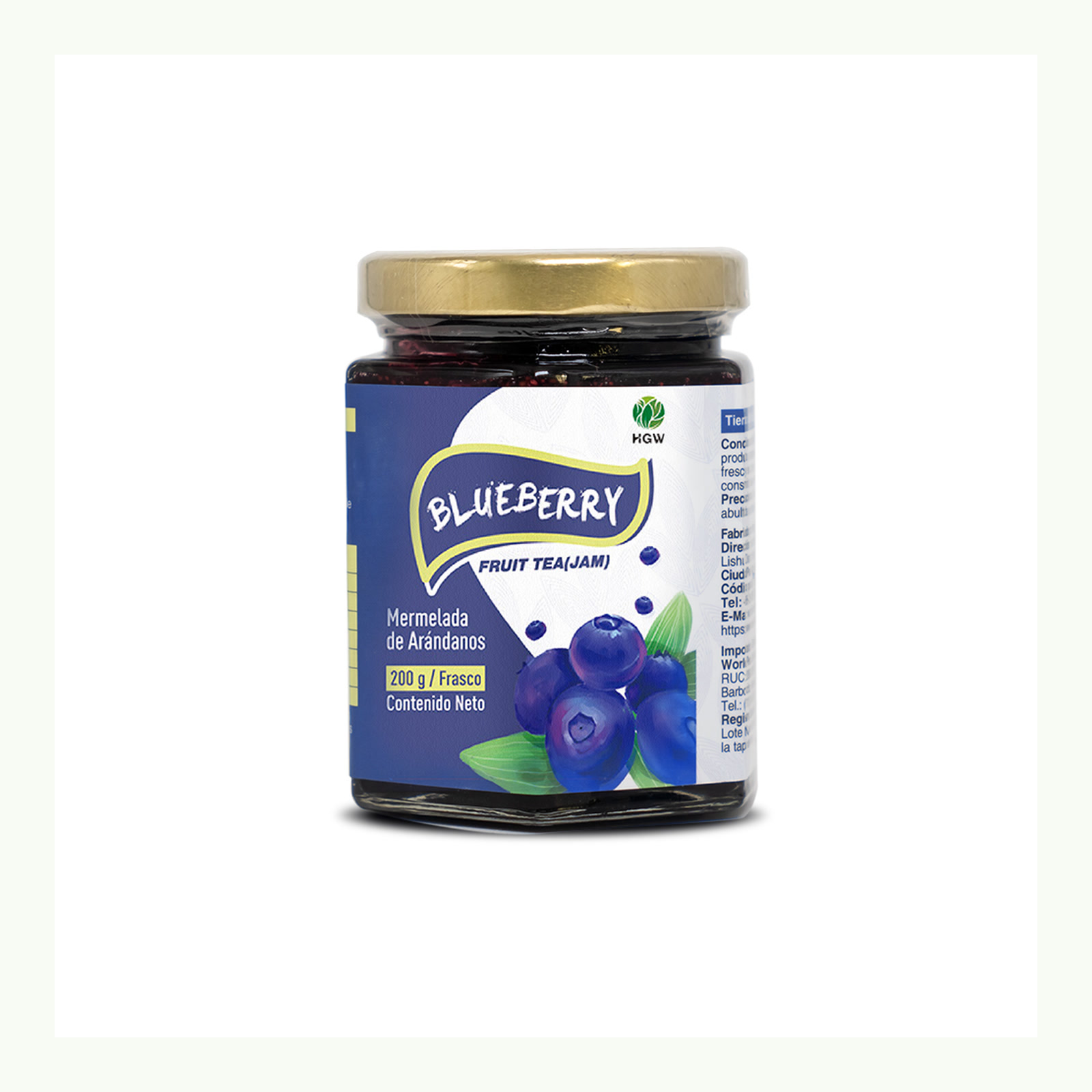 Producto y presentación: Mermelada de Arándanos HGW